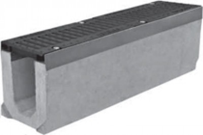 Комплект: Лоток водоотводный SUPER - 11.20.27 - бетонный с решеткой щелевой чугунной ВЧ-50, кл.D или кл.E