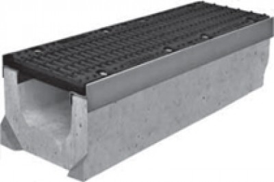 Комплект: Лоток водоотводный SUPER - 20.30.23 - бетонный с решеткой щелевой чугунной ВЧ-50, кл.D или кл.E