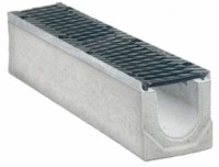 Водоотводные бетонные лотки с уклоном серии MAXI с внутренним сечением 150 мм с чугунной решеткой кл.Е